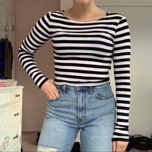 Forever 21 Striped long sleeve crop top